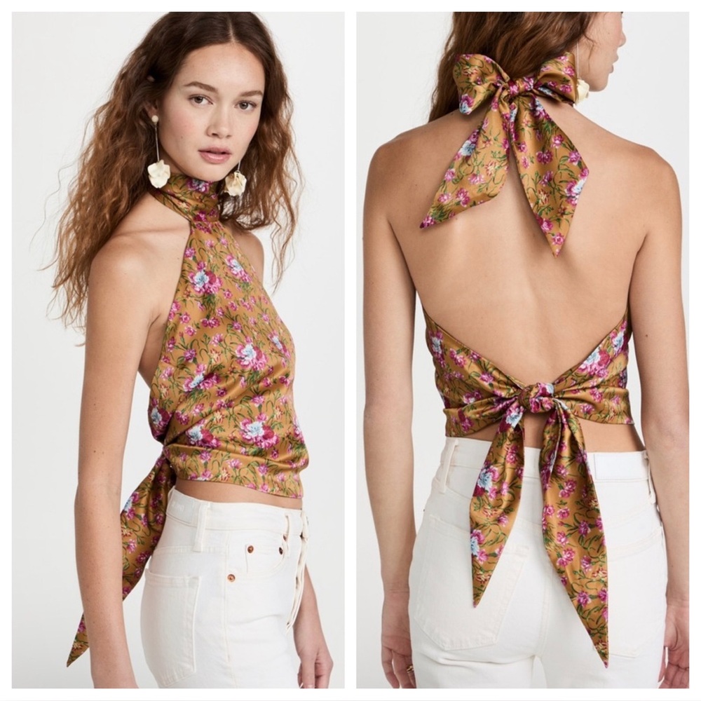 LoveShackFancy Boca Handkerchief Top in Ruby Goldmine